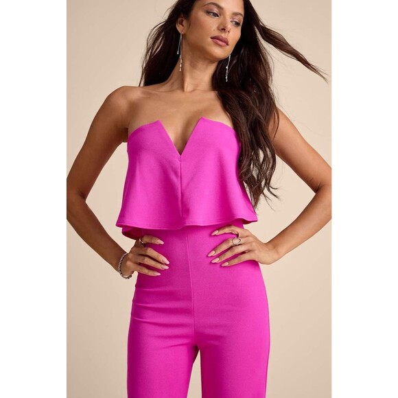 Lulus Power of Love Jumpsuit Women's XS Magenta Strapless NWOT - Picture 5 of 14